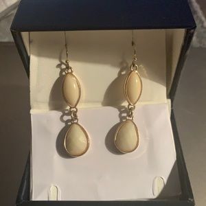 Gold-Tone Oval Double Drop Earrings